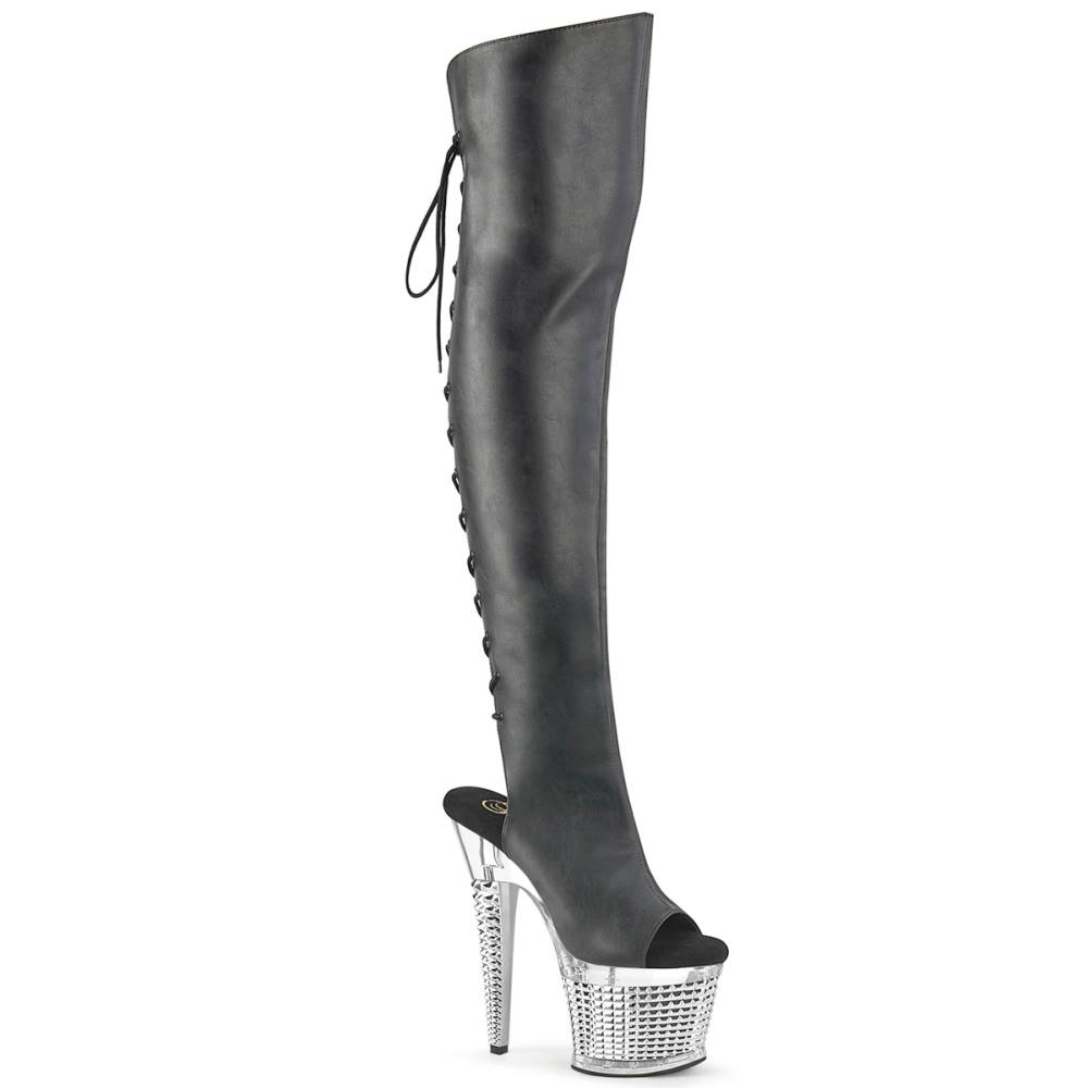Pleaser - SPECTATOR3019 Cuissardes à plateforme - Noir/Couleur argent Product image